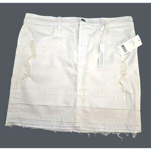 J Brand Leila Mid-Rise Destructive White Denim Mini Skirt Frayed Edges JJ4155